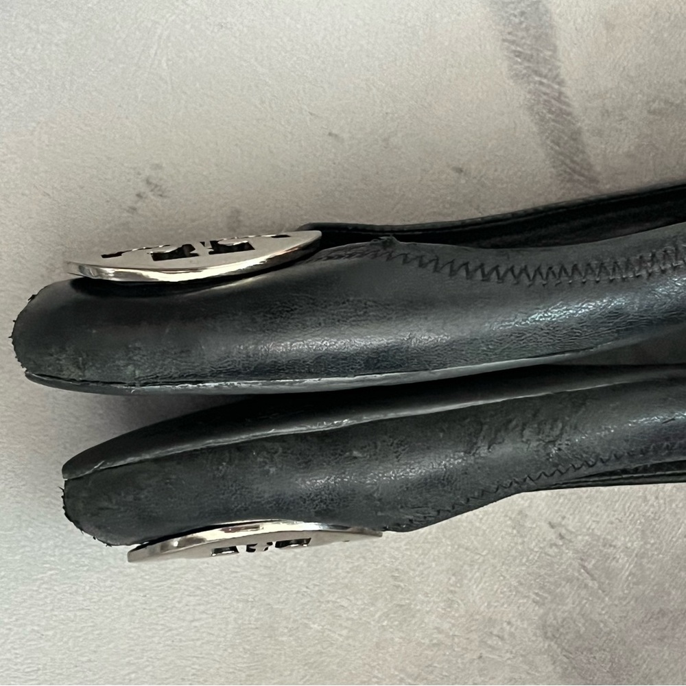 Tory Burch Black Flats with Gold Logo - Picture 7 of 9
